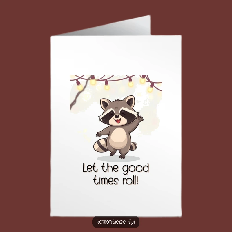 Free Printable Raccoon Birthday Card: Funny Dancing Lights Downloadable Gift