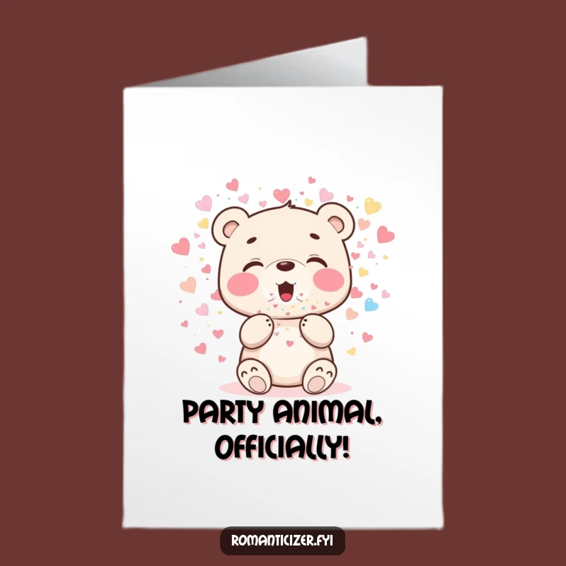 Free Printable Birthday Card: Cheerful Bear Cub Party, Hilarious Downloadable Celebration Greeting