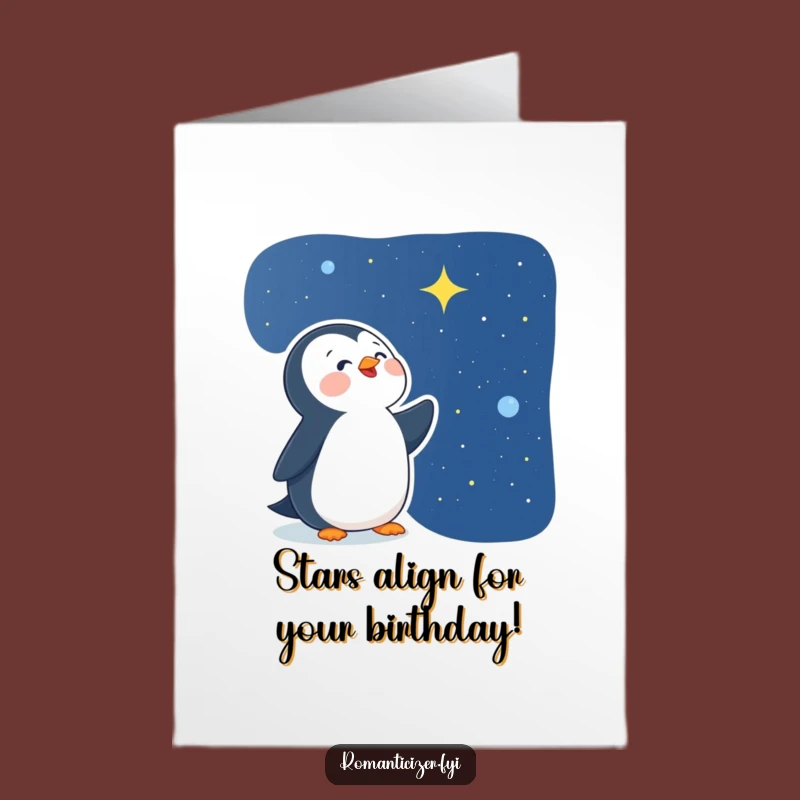 Free Printable Penguin Birthday Card: Funny Downloadable Gift Under the Stars