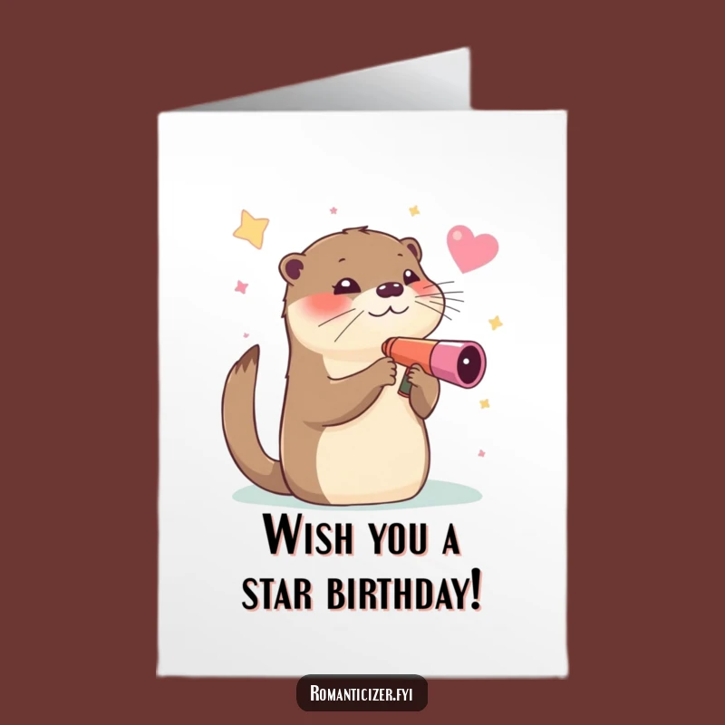 Free Printable Birthday Card: Otter Stargazer - Cosmic Funny Downloadable Gift
