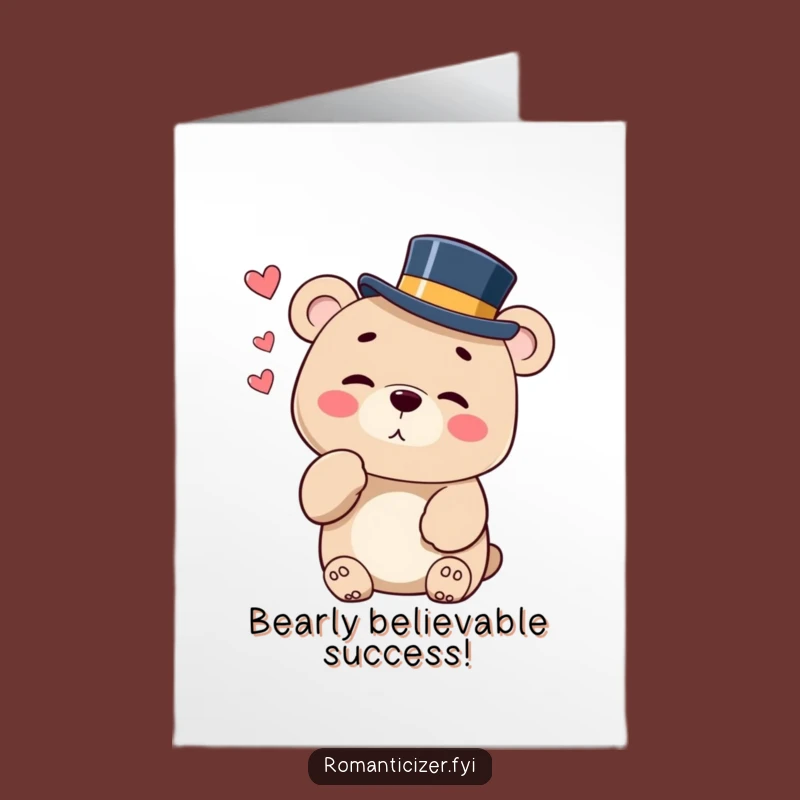 Free Printable Bear Congrats Card: Dapper Bear Kiss Downloadable Gift for Success