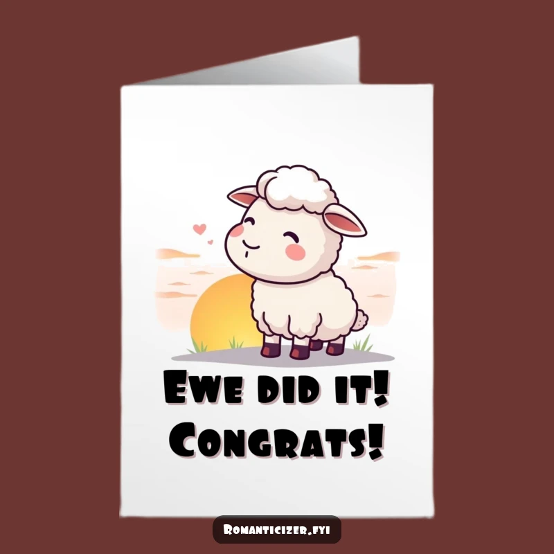 Free Printable Congrats Card: Sheep Sunset Calm Achiever Downloadable Gift