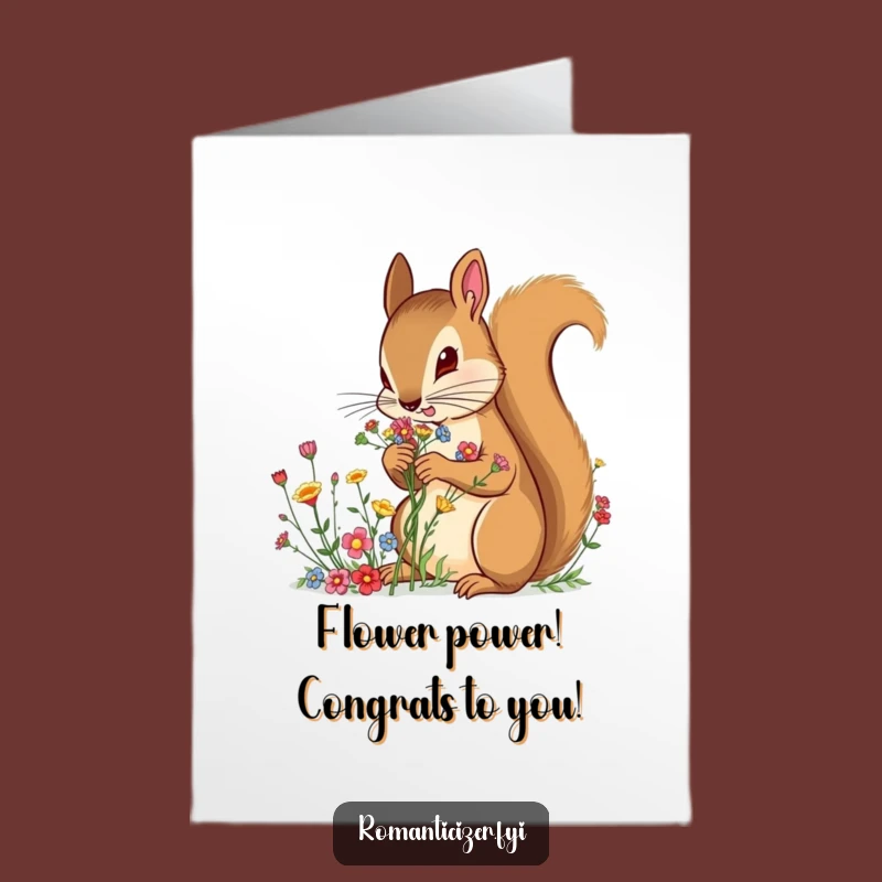 Free Printable Congrats Card: Determined Squirrel Wildflower Bouquet Achiever Downloadable Gift