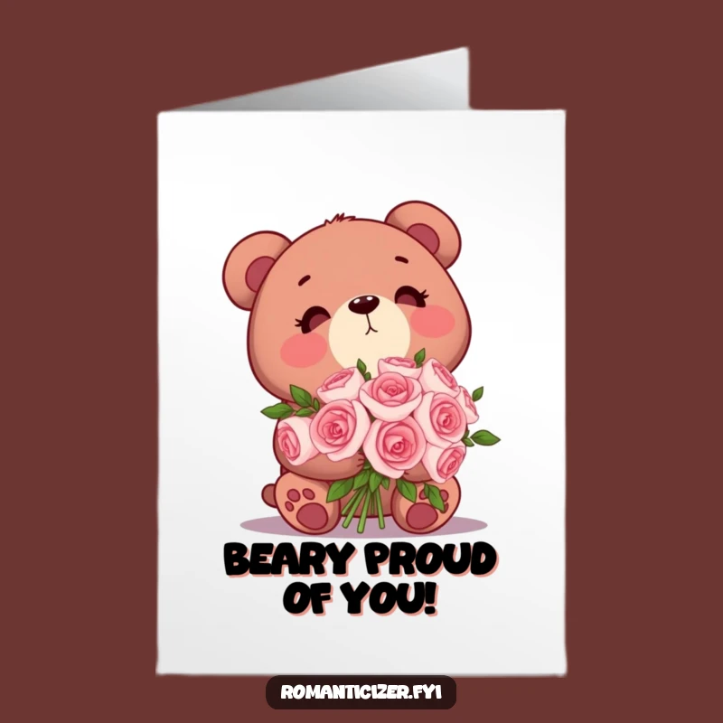 Free Printable Bear Congrats Card: Rose Romance, Hilarious Downloadable Celebration!