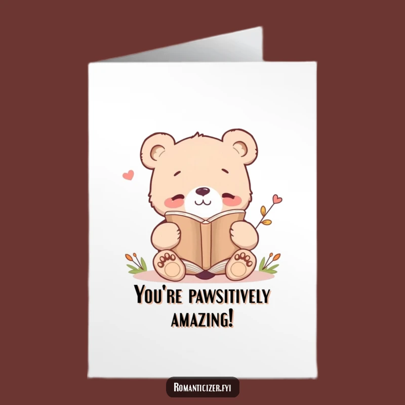Free Printable Bear Reading Poetry Card - Funny Downloadable Congrats Gift