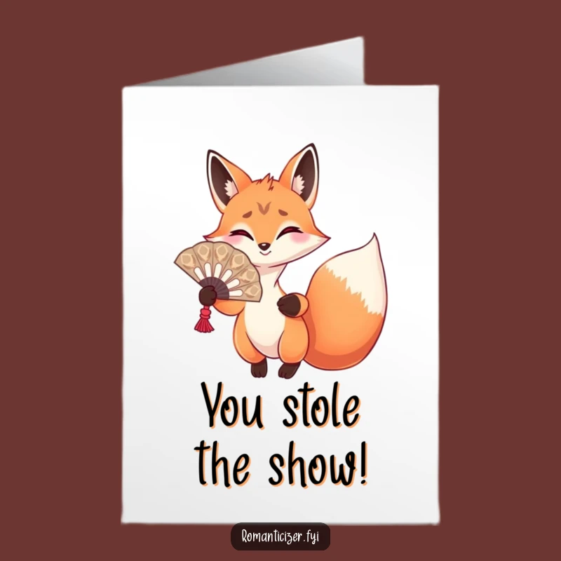 Free Printable Congrats Card: Dramatic Fox Fan, Hilarious Downloadable Glam Achievement Greeting