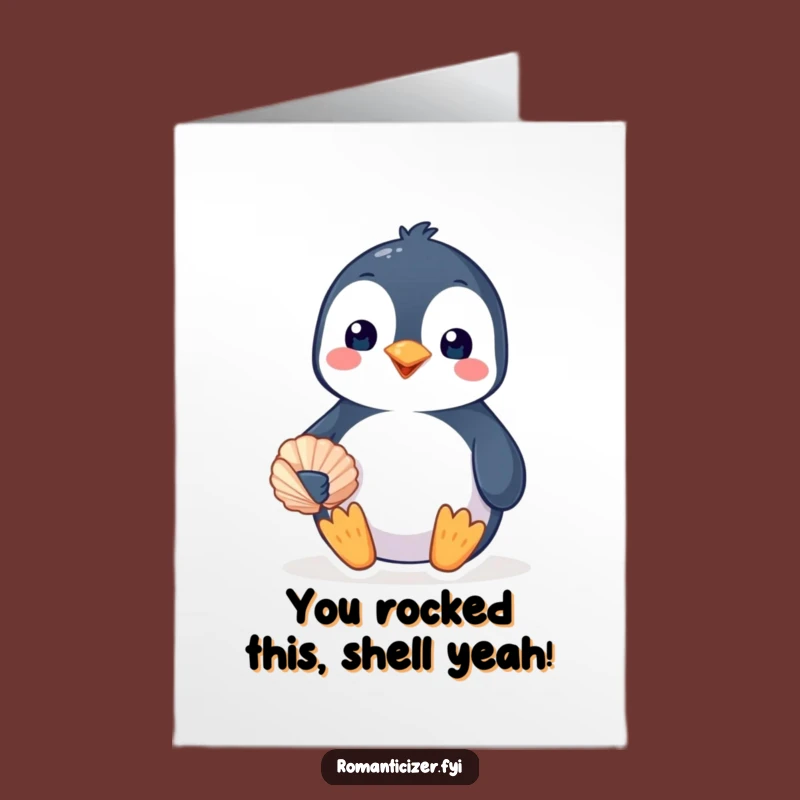 Free Printable Congrats Card: Penguin's Shell, Funny Downloadable Congratulations Gift