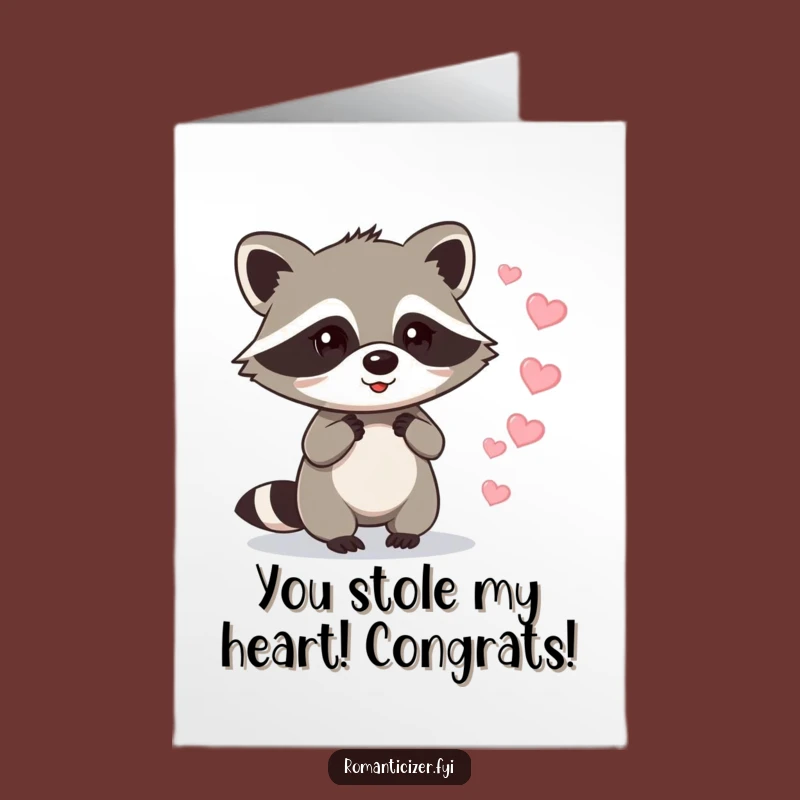 Free Printable Congrats Card: Raccoon Sparkle Hearts Love Achiever Downloadable Gift