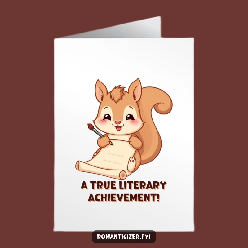 Free Printable Congrats Card: Squirrel Poet - Celebrate with Literary Humor