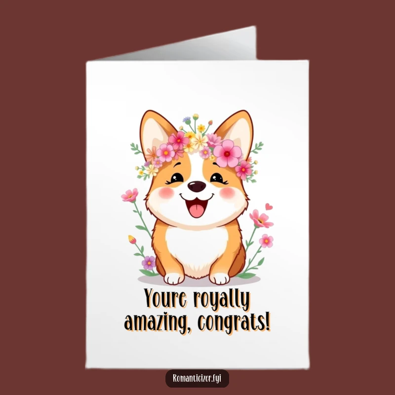 Free Printable Corgi Congrats Card: Wildflower Royalty Downloadable Gift