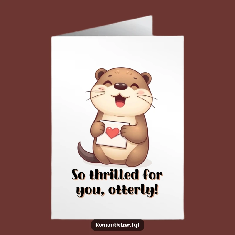 Free Printable Otter Congrats Card: Love Letter Otter - Sweet DIY Downloadable Gift for Best Wishes
