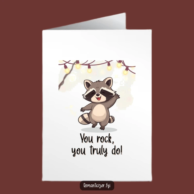Free Printable Raccoon Congrats Card: Celebrate Success with Lights Downloadable Gift