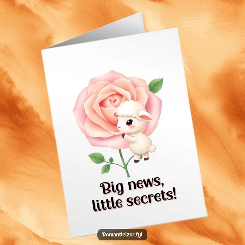 Funny Free Printable Congratulations Card: A little sheep whispers secrets into a blooming rose to celebrate an achievement. Downloadable and sweet.
