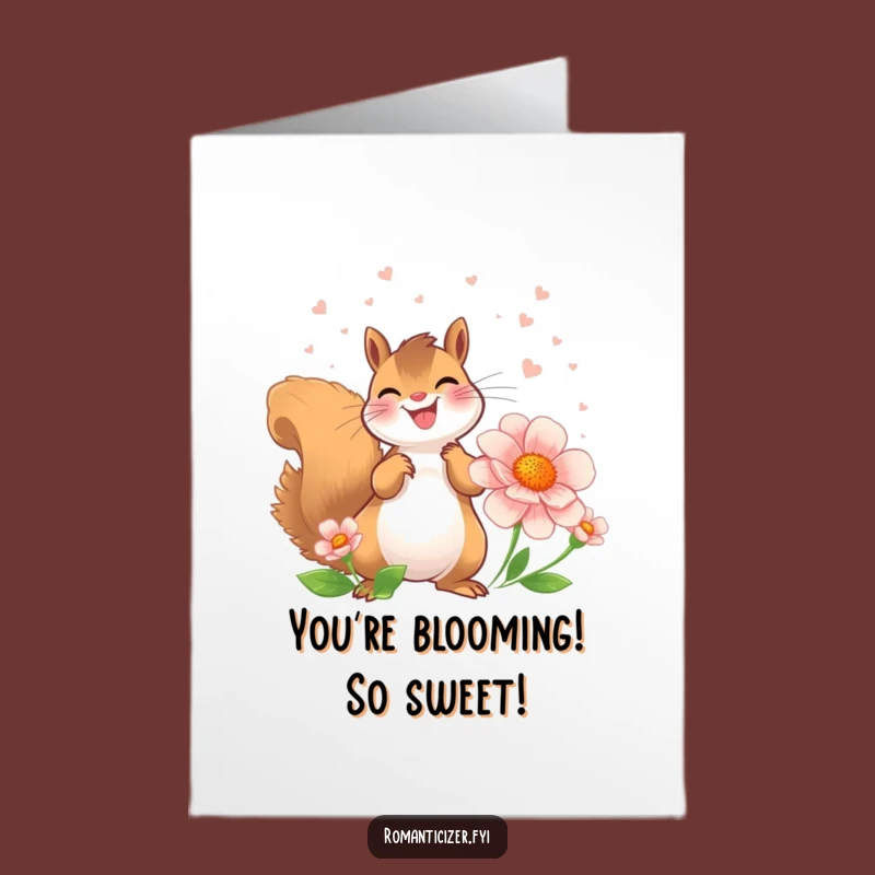 Free Printable Squirrel Congrats Card: Perfumed Flower - Cute DIY Downloadable Gift for Success