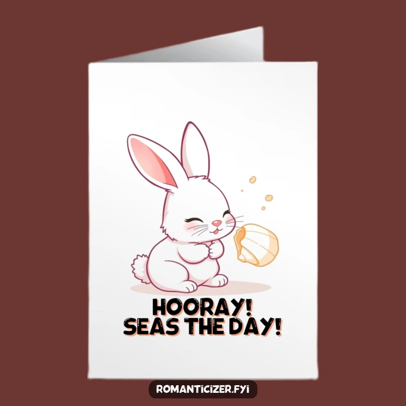 Free Printable Rabbit Congrats Card: Seashell Listener - Cute DIY Downloadable Gift for Good News