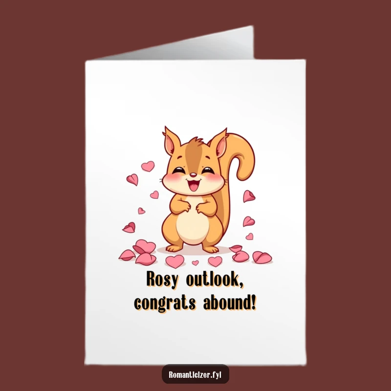 Free Printable Congrats Card: Happy Squirrel Scattering Petals - DIY Celebration Gift