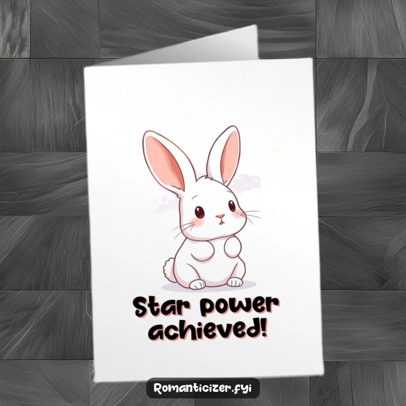 Funny Free Printable Congratulations Card: Rabbit gazing up at a dreamy sky filled with tiny, twinkling stars.