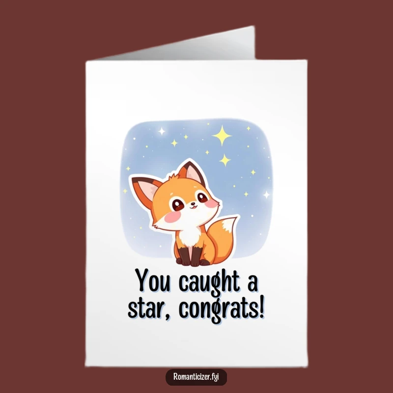 Free Printable Congrats Card: Starry Eyed Fox, Celebrate Success with Downloadable Humor