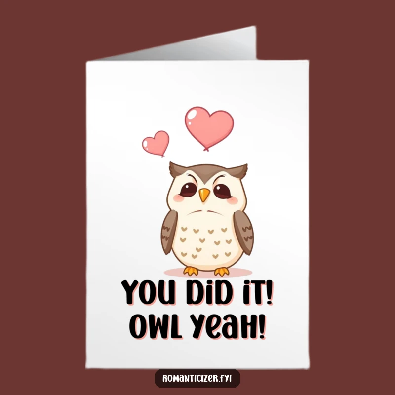 Free Printable Congrats Card: Owl Hearts, Perfect Funny Downloadable Gift for Any Achievement!