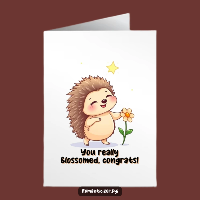 Free Printable Hedgehog Congrats Card: Dancing Starry Night Downloadable for Magical Moments