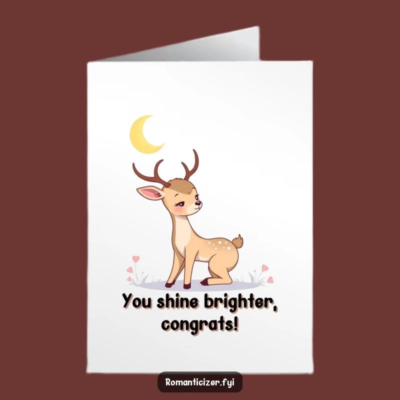Free Printable Congrats Card: Romantic Deer Moon, Wish Them Sweet Success with Downloadable Art