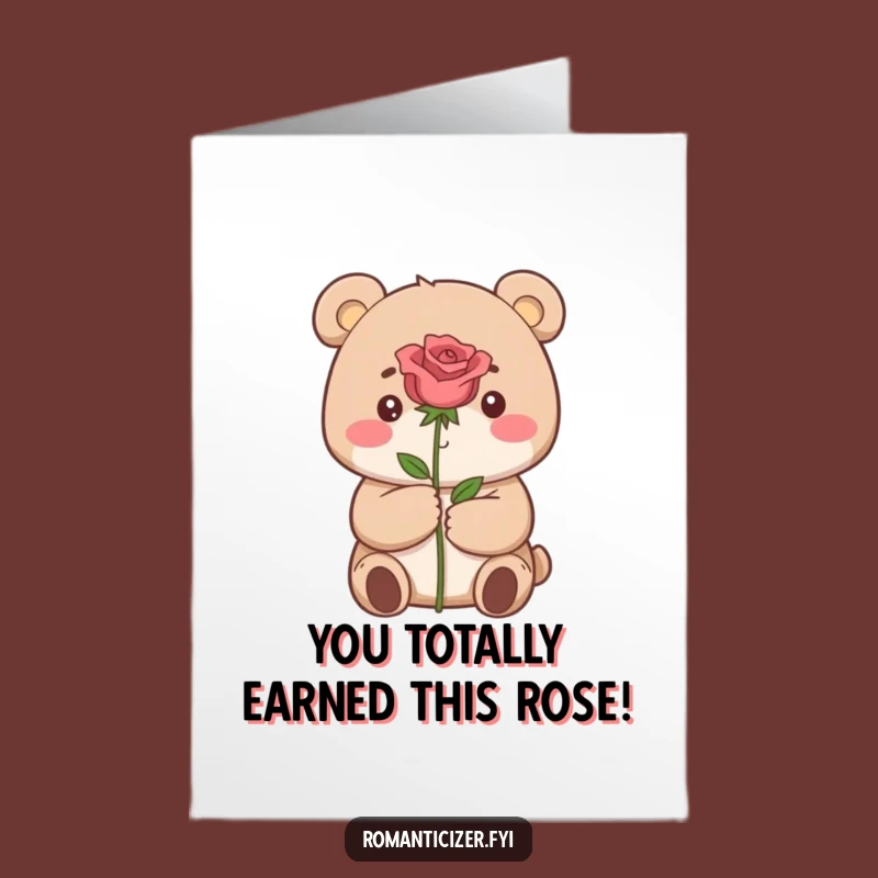 Free Printable Bear Rose Congrats Card - Hopeful Downloadable Funny Gift