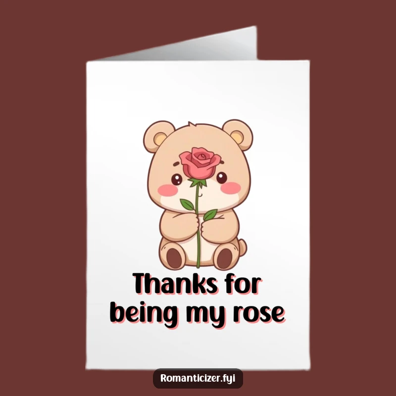 Free Printable Bear Rose Thank You Card - Dreamy Downloadable Funny Gift