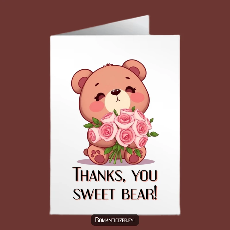 Free Printable Bear Thank You Card: Rose Gratitude, Hilarious Downloadable Thanks!