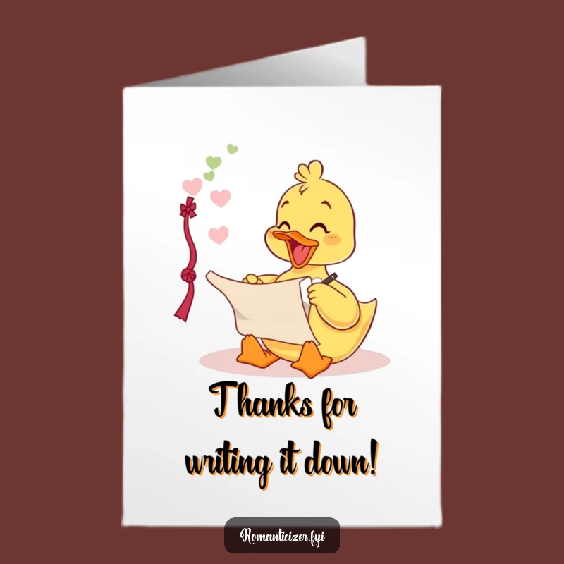 Free Printable Duckling Thank You Card - Funny Downloadable Gift for Kind Words