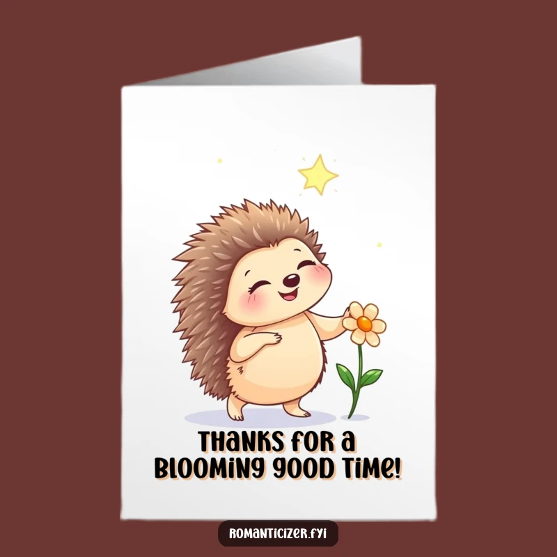 Free Printable Hedgehog Thank You Card: Dancing Starry Night Downloadable for Grateful Thanks