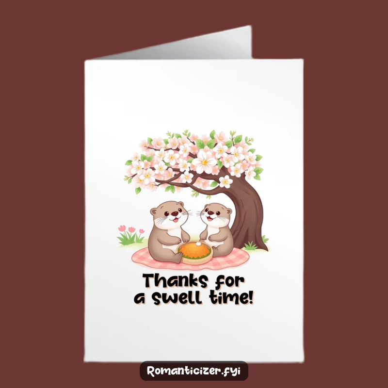 Free Printable Otter Thank You Card: Funny Downloadable Gift for a Sweet Gesture