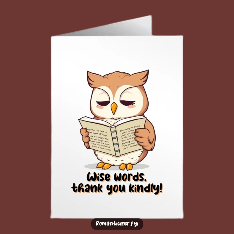 Free Printable Owl Thank You Card: Whimsical Sonnet Reader Downloadable for Grateful Praise