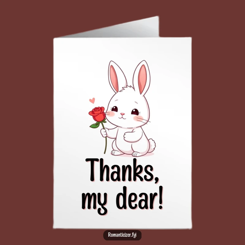 Free Printable Rabbit Thank You Card: Shy Rose Gratitude, Downloadable Appreciation!