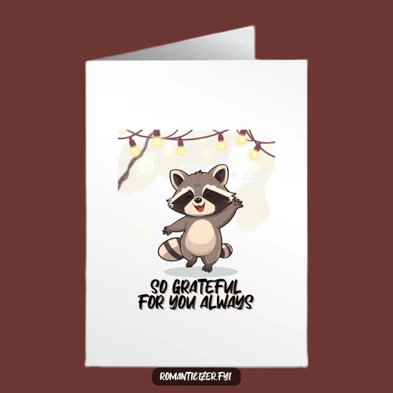 Free Printable Raccoon Thank You Card: Grateful Dancer Lights Downloadable Gift