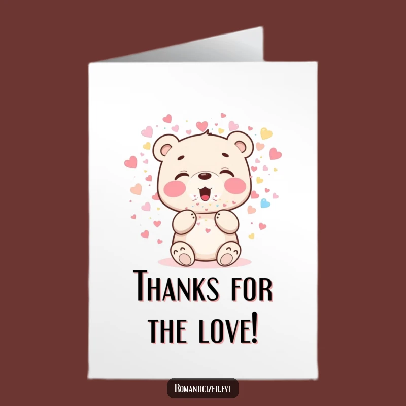 Free Printable Thank You Card: Bear Cub Heart Confetti, Hilarious Downloadable Appreciation