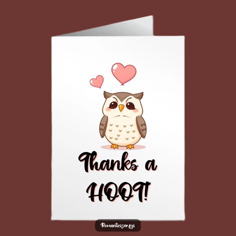 Free Printable Thank You Card: Contented Owl Hearts, Funny Downloadable Gift of Gratitude!