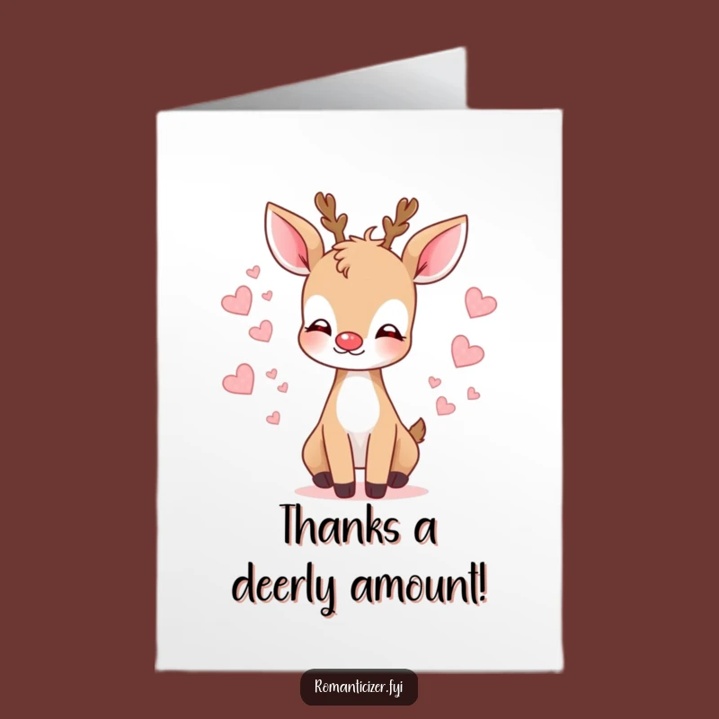 Free Printable Thank You Card: Deer Kissing Hearts, Downloadable Gift