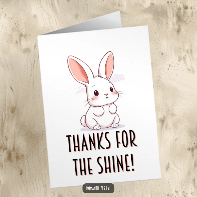 Funny Free Printable Thank You Card: Curious rabbit gazing at a sky filled with small, twinkling stars.