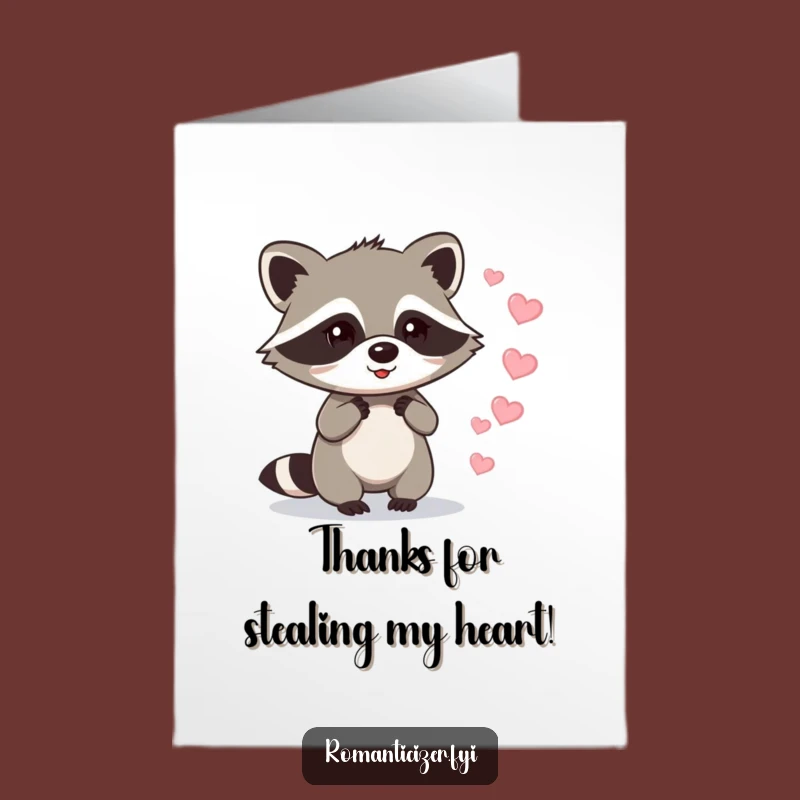 Free Printable Thank You Card: Raccoon Heart Trail Gratitude Downloadable Gift