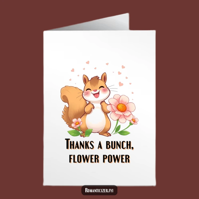 Free Printable Squirrel Thank You Card: Perfumed Flower - Sweet DIY Downloadable Gift for Appreciation