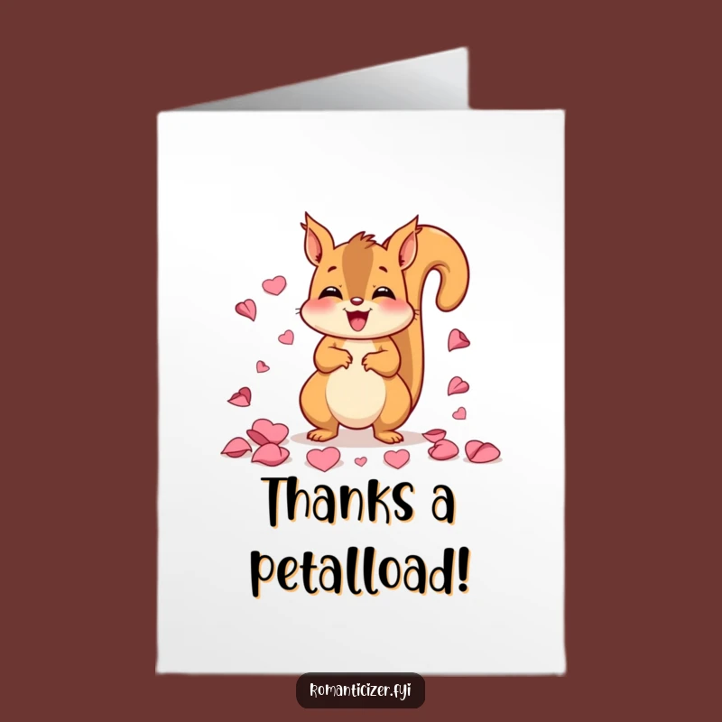 Free Printable Thank You Card: Grateful Squirrel Scattering Petals - Downloadable Appreciation Gift