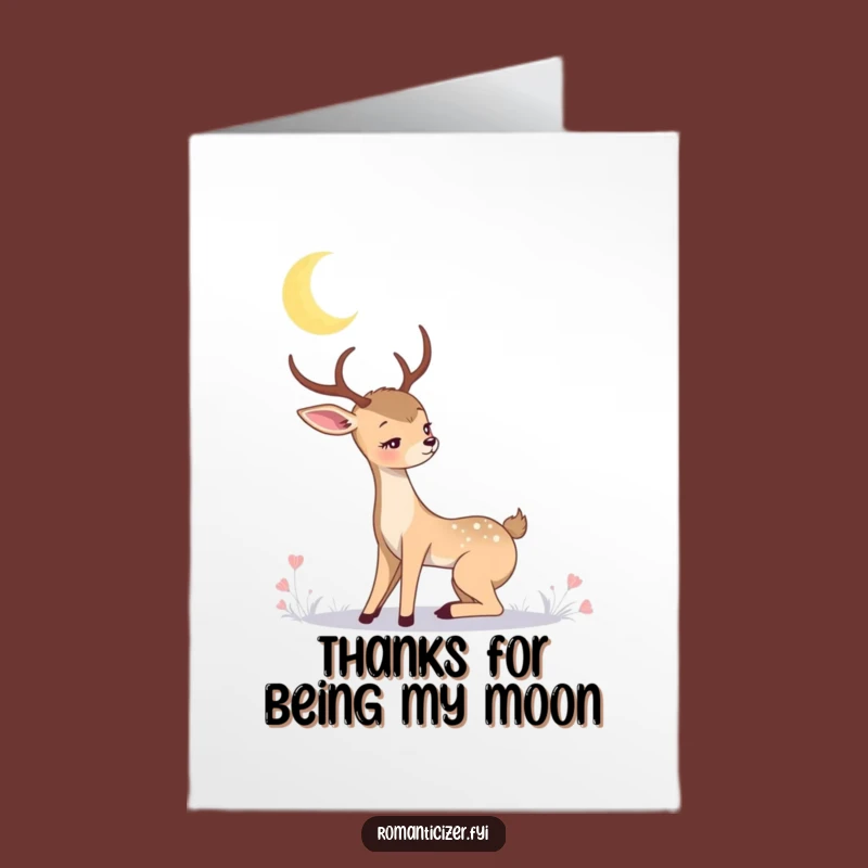 Free Printable Thank You Card: Romantic Deer Moon, Grateful Downloadable Art for Heartfelt Thanks