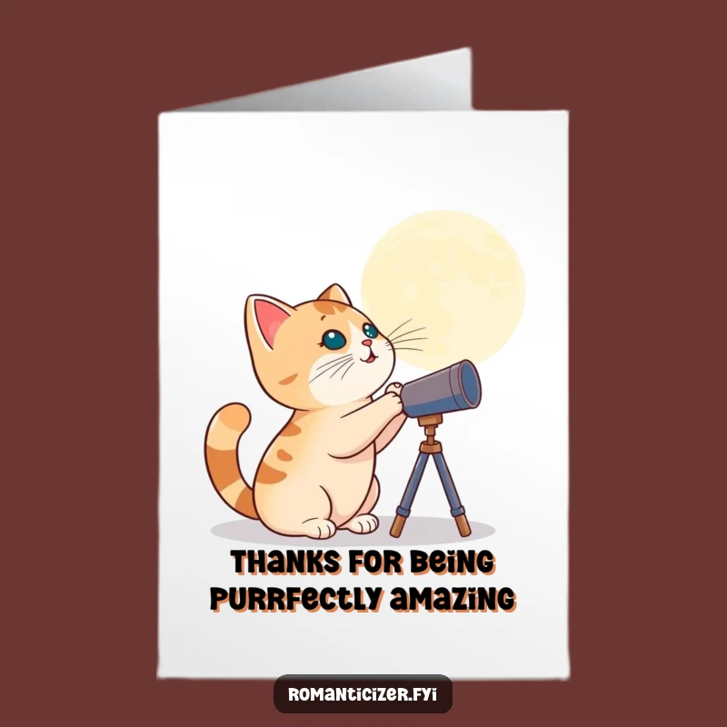 Free Printable Thank You Card: Funny Cat Telescope, Download and Print at Home