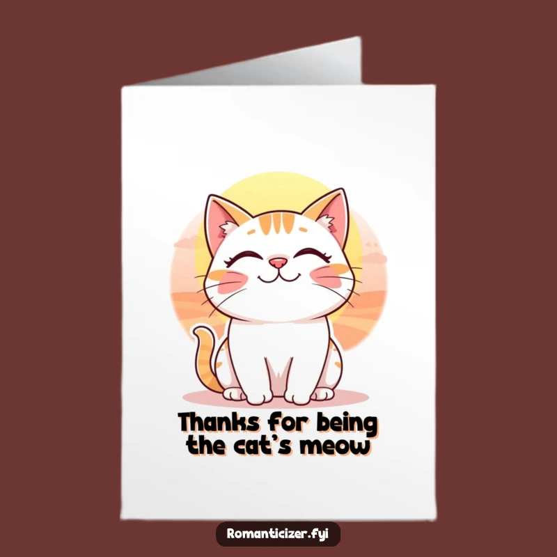 Free Printable Thank You Card: Whimsical Cat Sunset, Funny Downloadable Expressing Gratitude