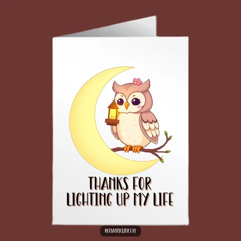 Free Printable Thank You Card: Romantic Owl Moon Lantern - Heartfelt Downloadable Gift