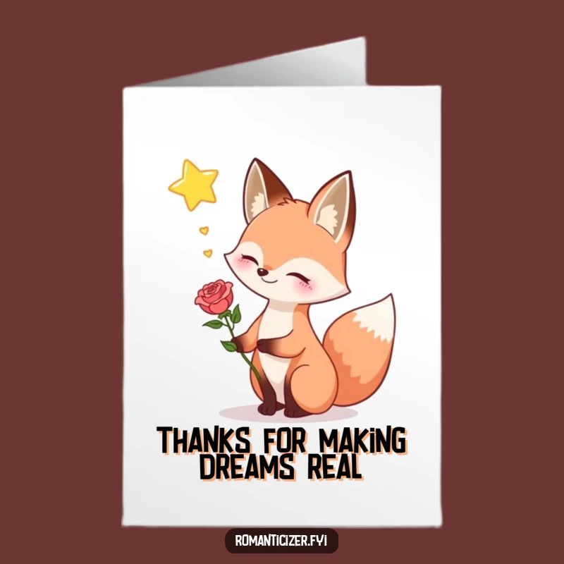 Free Printable Thank You Card: Fox's Dreamy Thanks, Romantic Gratitude Downloadable Gift