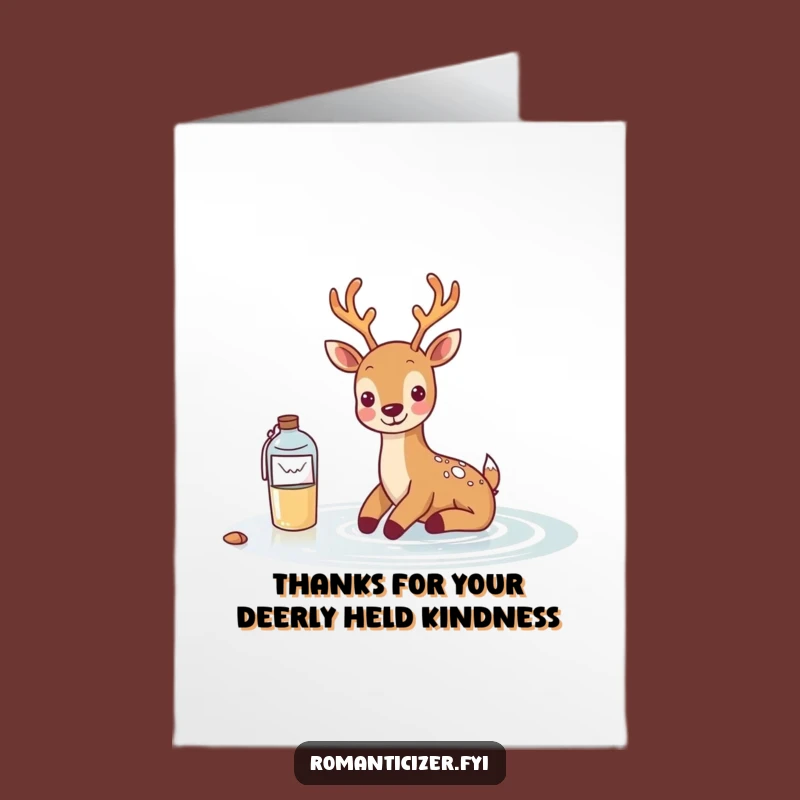 Free Printable Thank You Card: Deer & Bottle, Humorous Download at Home for Gratitude