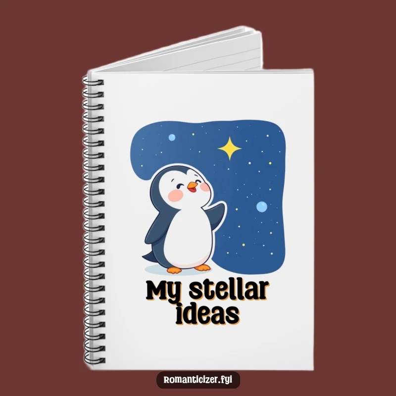 Funny Delighted Penguin Star Gazer Notebook - Jot Down Your Cosmic Thoughts