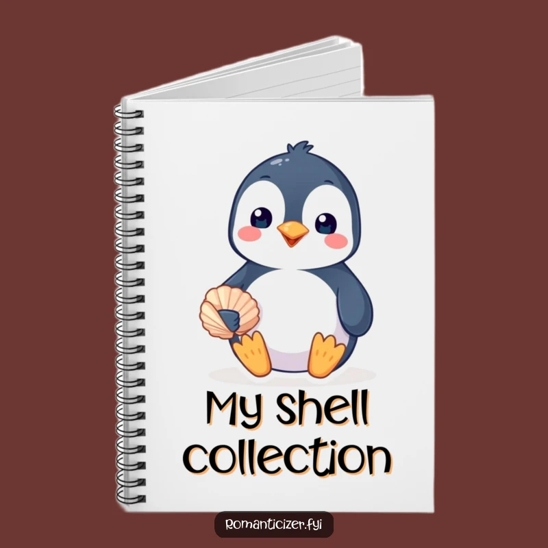 Funny Penguin Seashell Notebook - Cute Gift for Journaling Love
