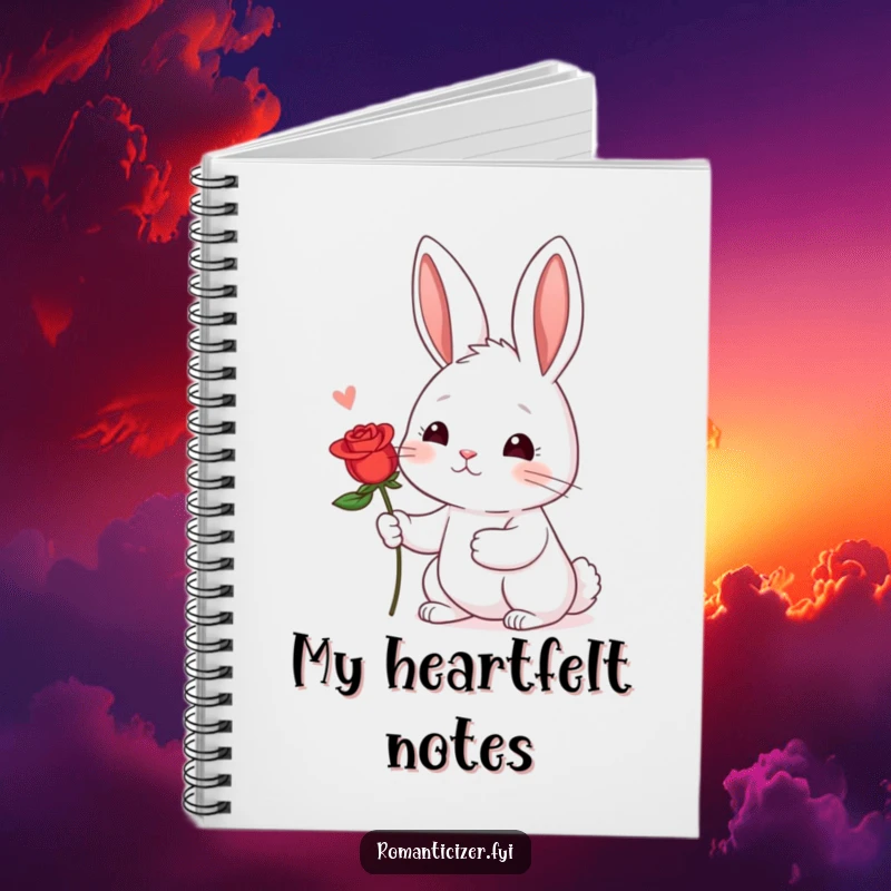 Funny Shy Rabbit Rose Notebook: A shy rabbit offers a red rose with a hopeful blush, perfect for sweet notes.